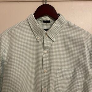 J Crew - Oxford Button Down - Light Green & White Gingham - Size L